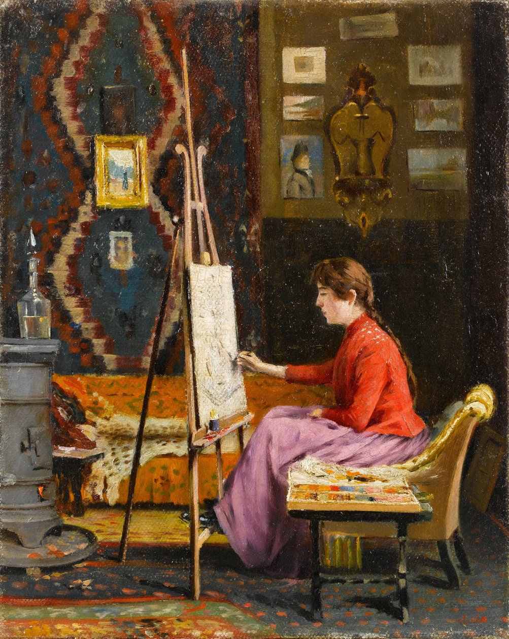 Fille peintre et son atelier - Halil Pasa