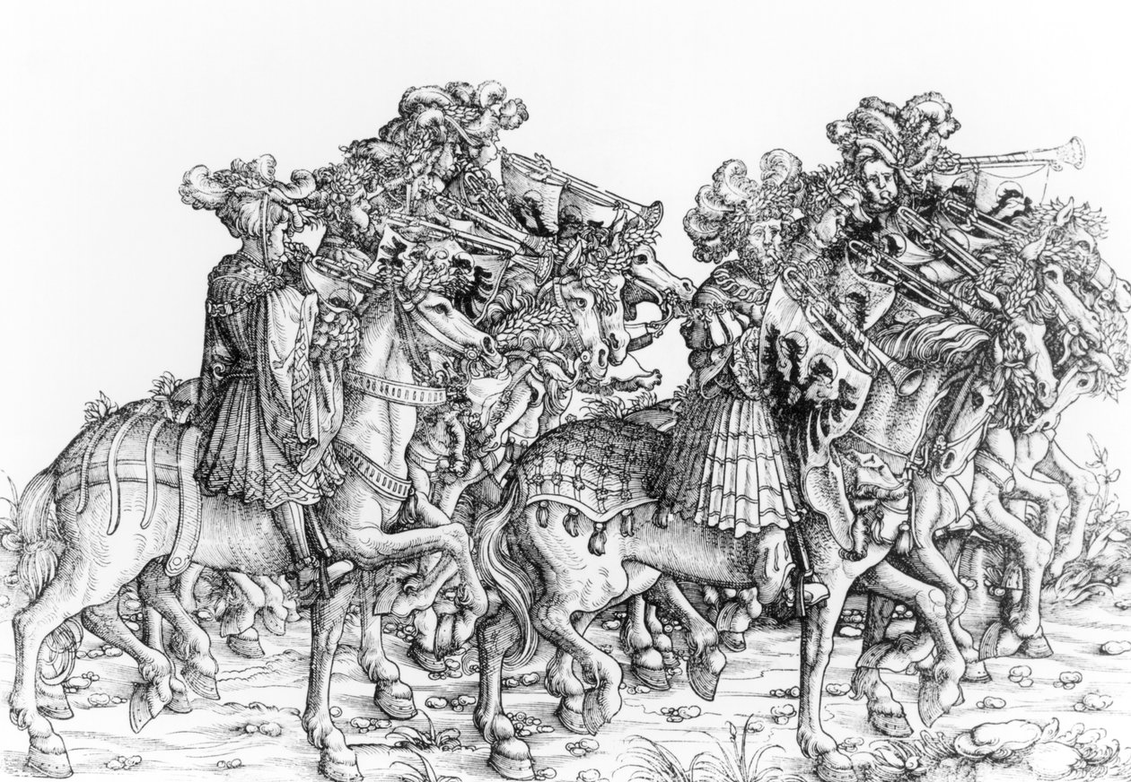 Un groupe de trompettistes montés, de 