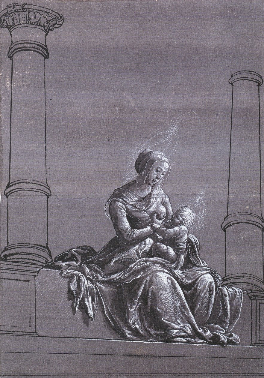 Vierge et enfant entre les colonnes - Hans Holbein der Jüngere