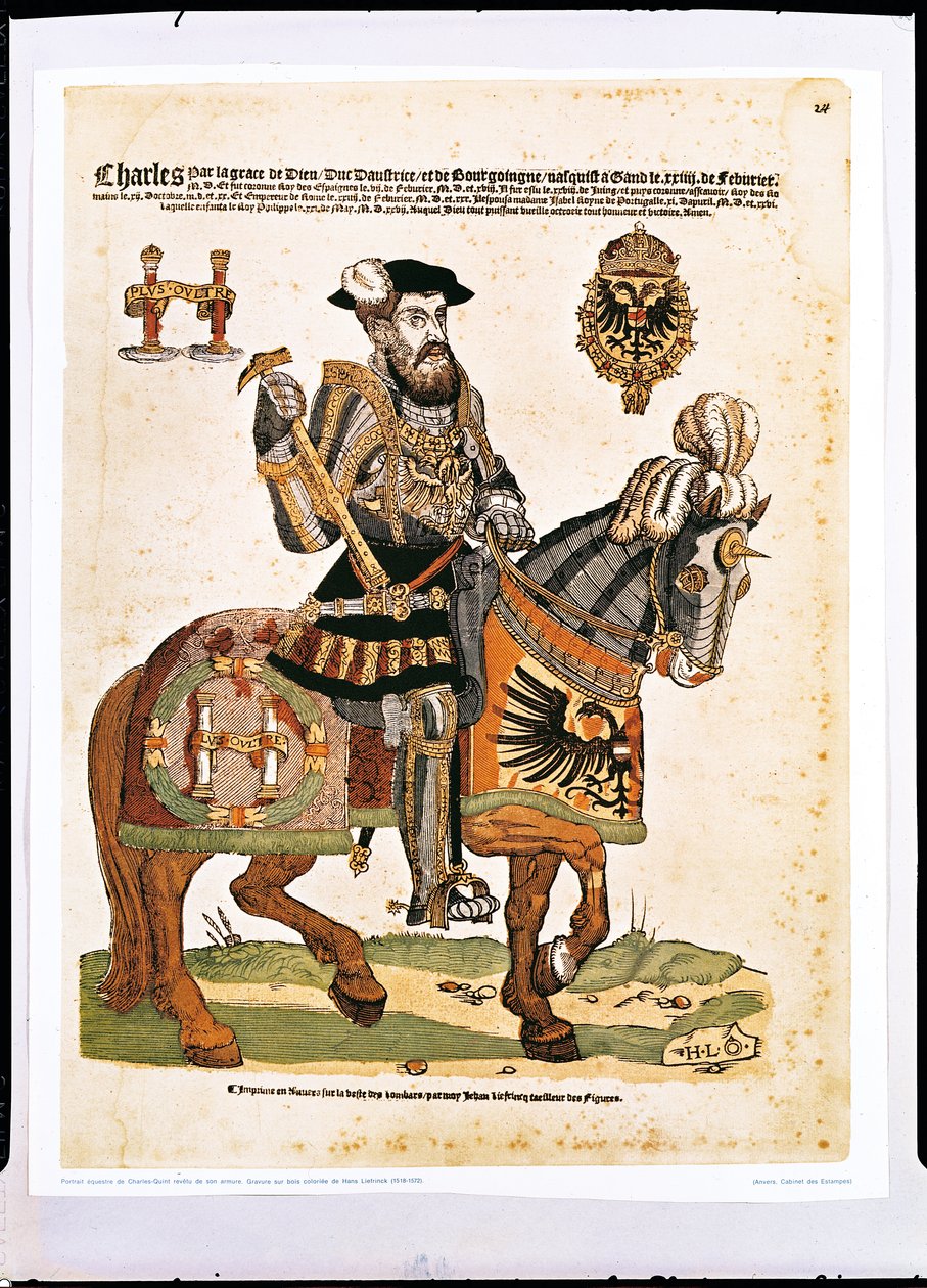 Portrait équestre de Charles V en armure (1500-58) - Hans Liefrinck