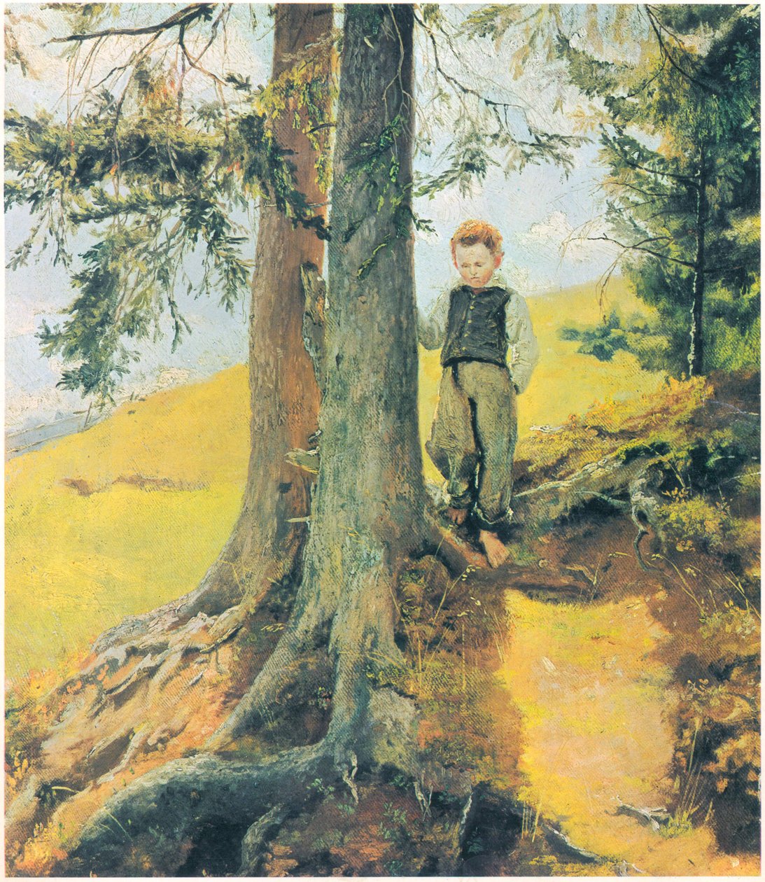 Garçon fermier au bord de la forêt - Hans Thoma