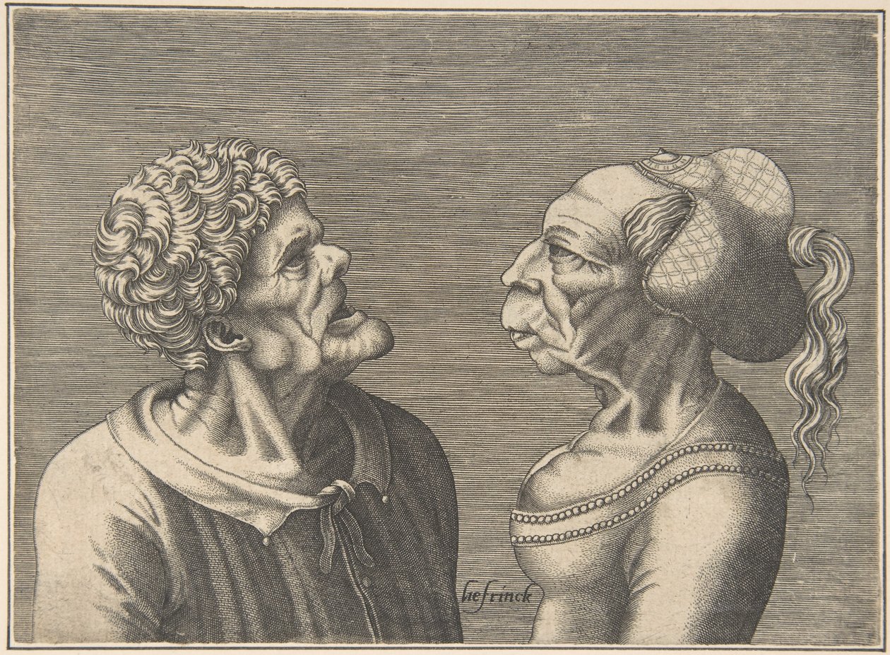 Deux têtes grotesques, 1538-73 - Hans Liefrinck