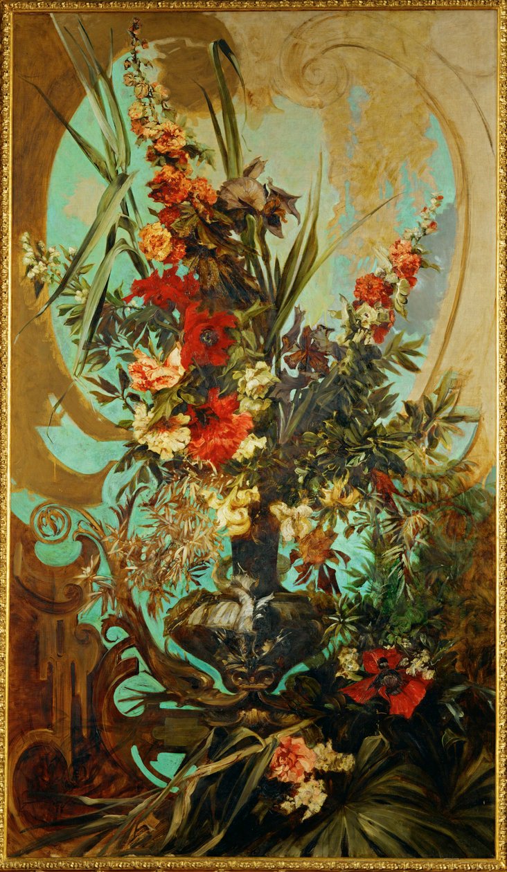 Blumenstueck - Nature morte aux fleurs ... (peinture sur toile) - Hans Makart