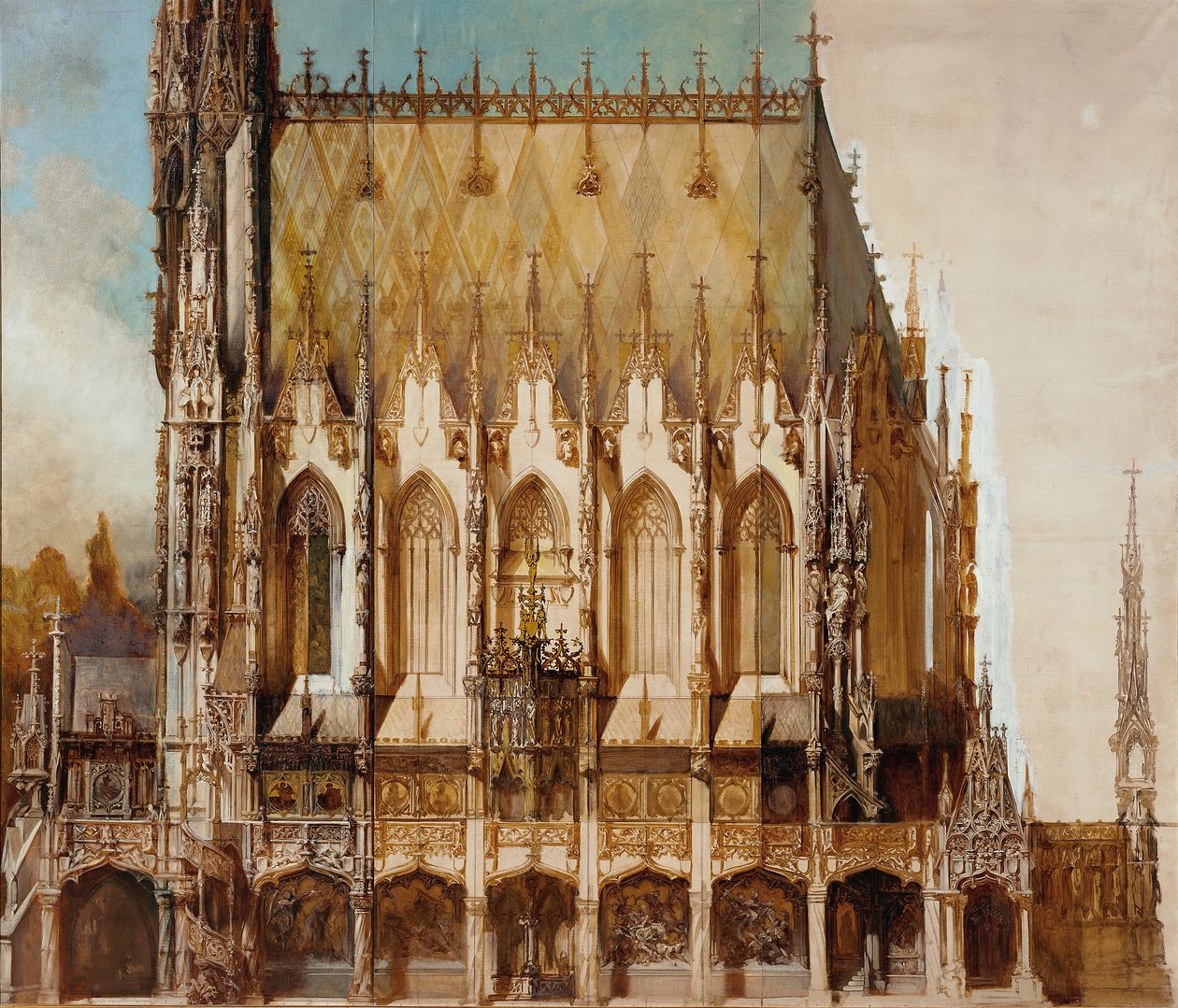 Église funéraire gothique Saint-Michel, vue latérale - Hans Makart