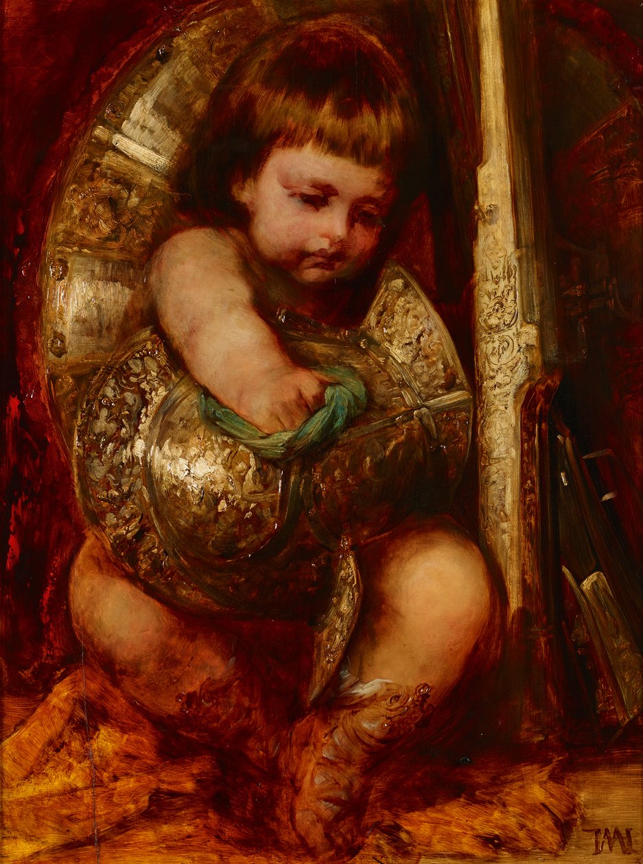 Putto nettoyant les armes de Mars - Hans Makart