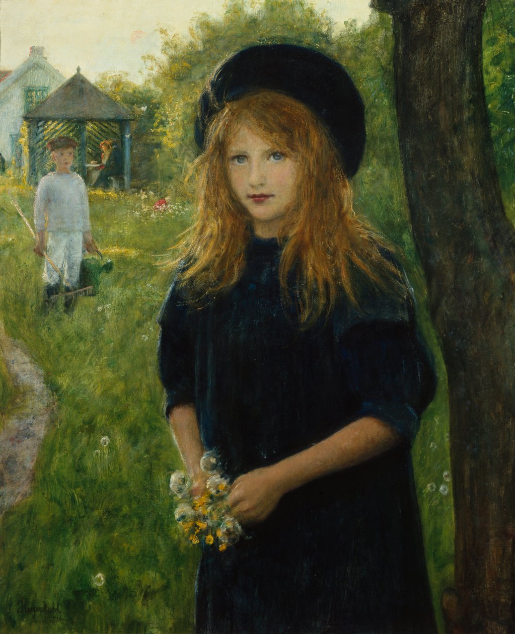 portrait de fille (peinture) - Hans Olaf Heyerdahl