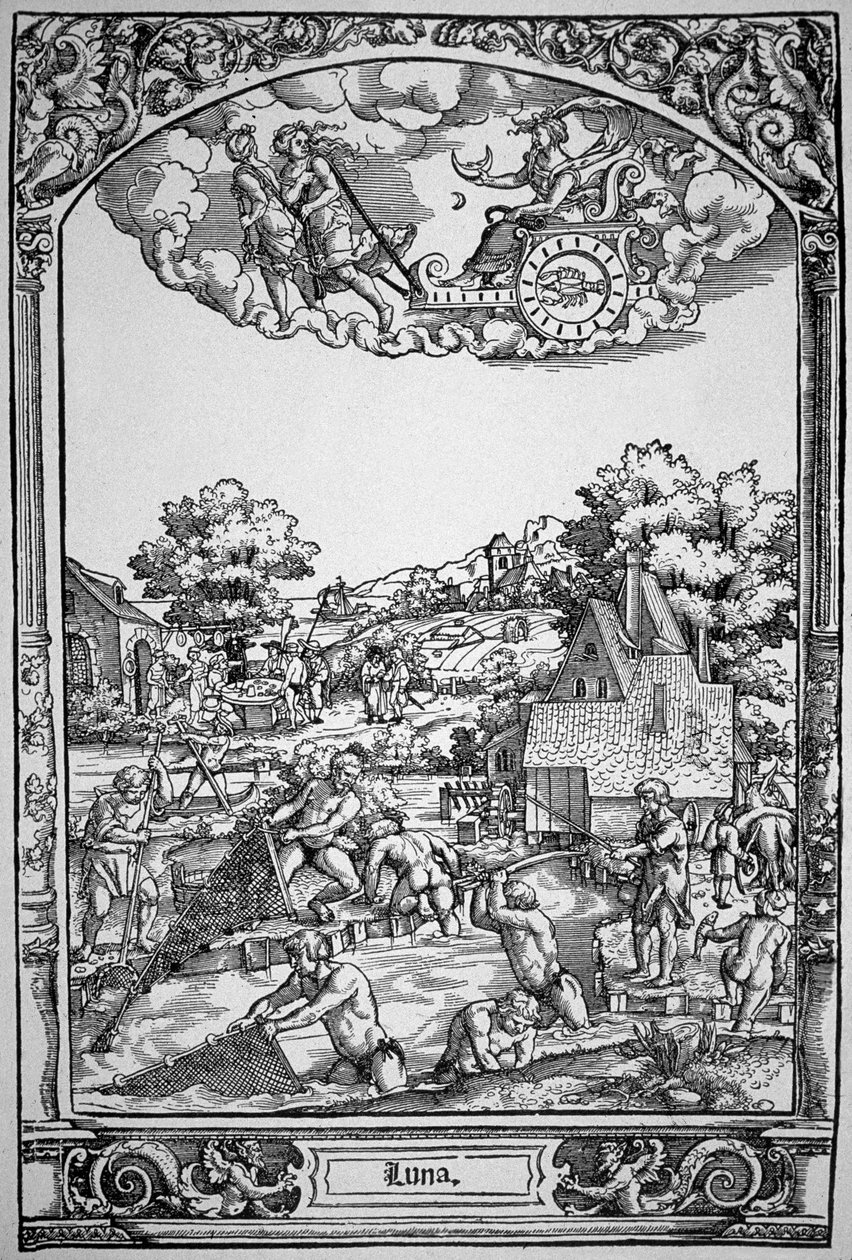 La Lune (gravure sur bois) - Hans Sebald (School of) Beham