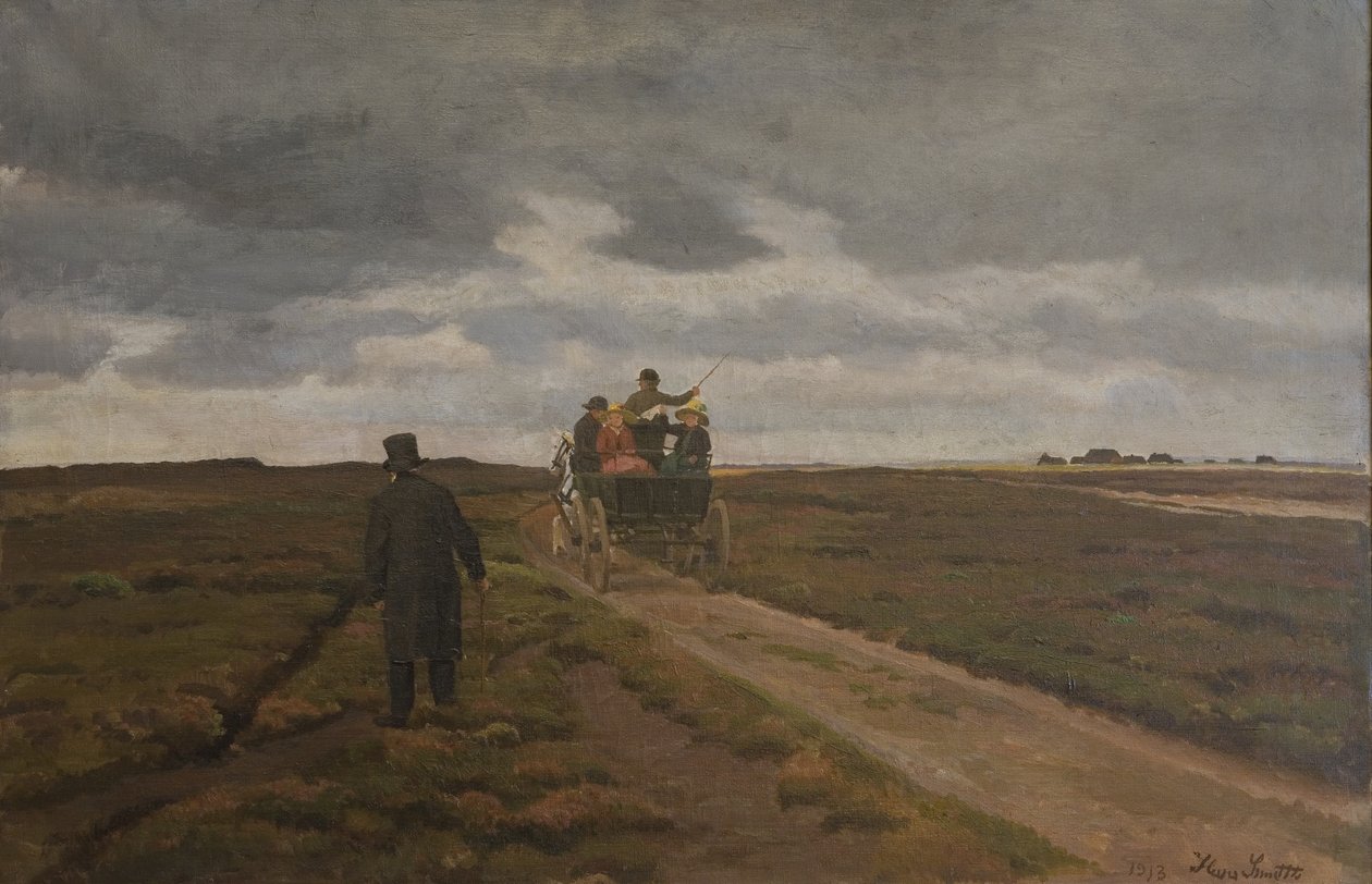 Paysage de lande avec une diligence - Hans Smidth