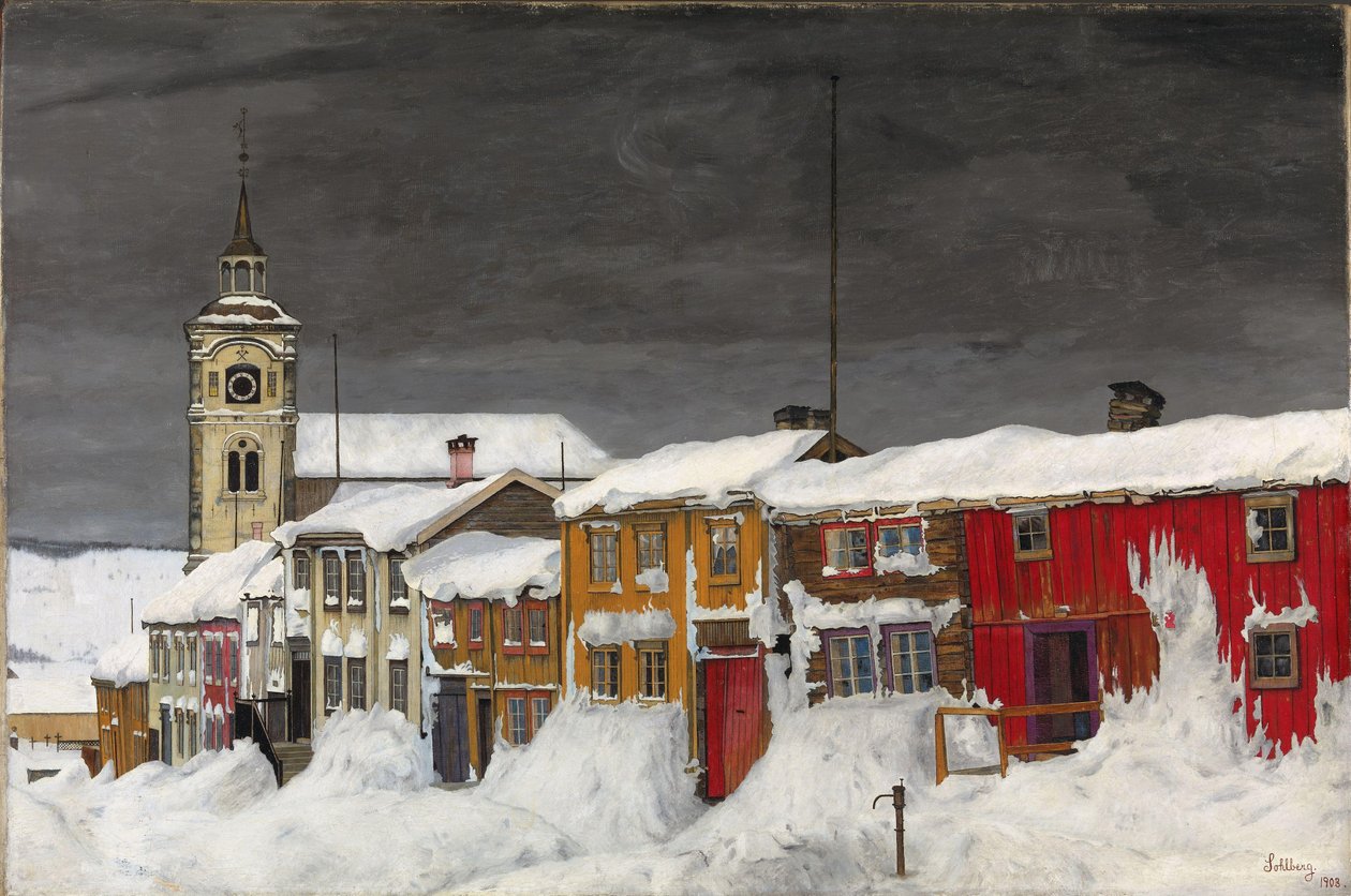 Rue à Roros en hiver - Harald Oscar Sohlberg