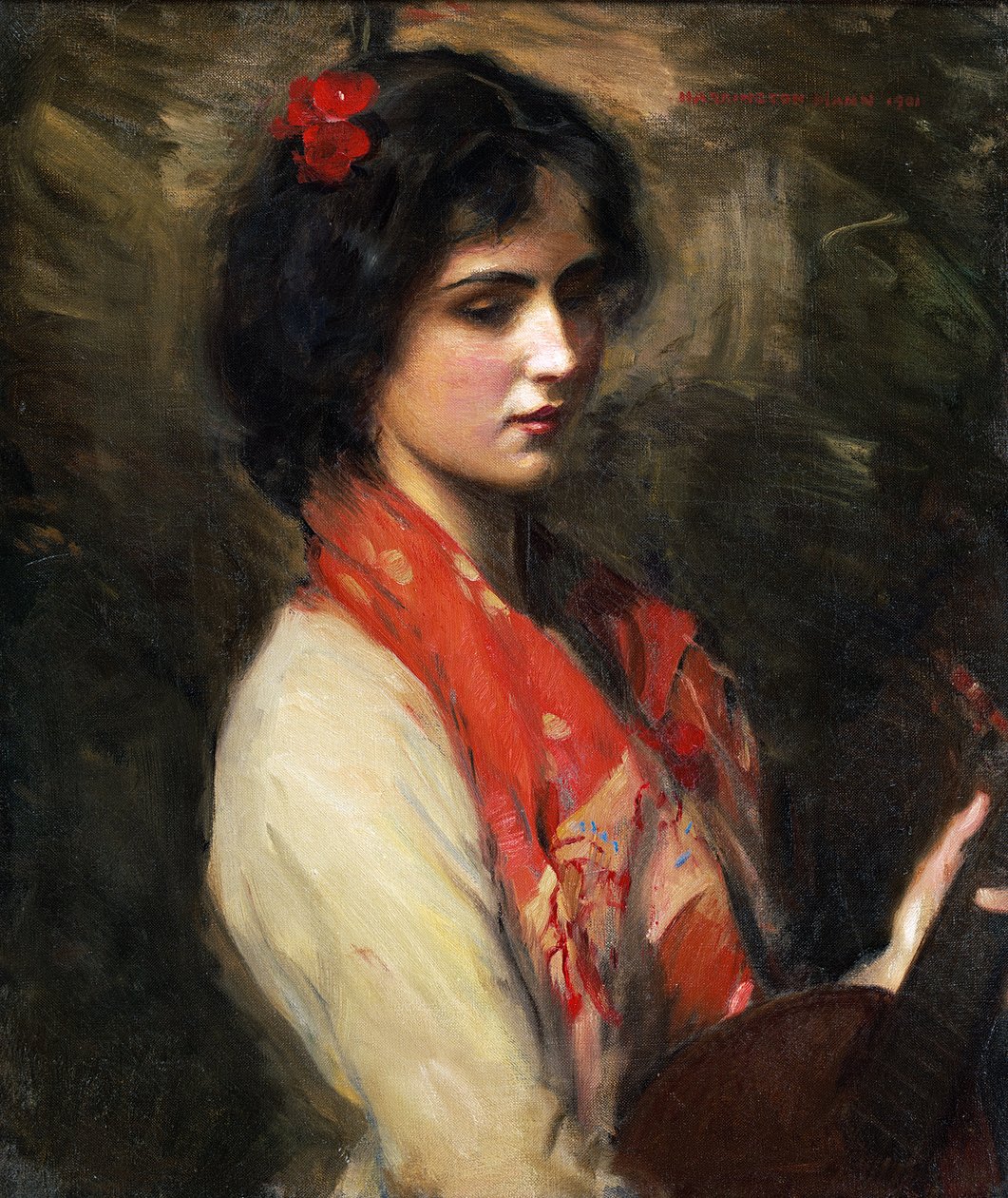 Jeune femme avec mandoline - Harrington Mann