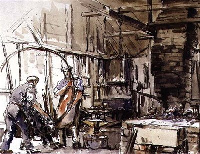 Plier un pneu, la cour du charron - Harry Morley