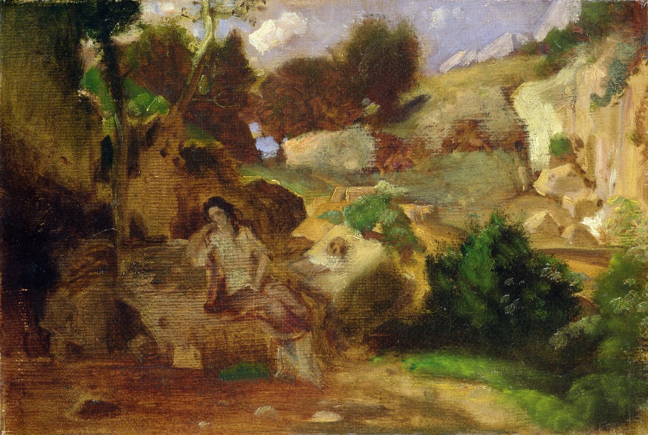 Paysage avec la pénitente Madeleine - Heinrich Dreber