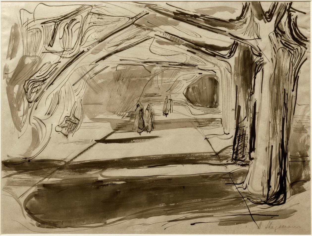 Promeneurs sous les arbres - Heinrich Stegemann