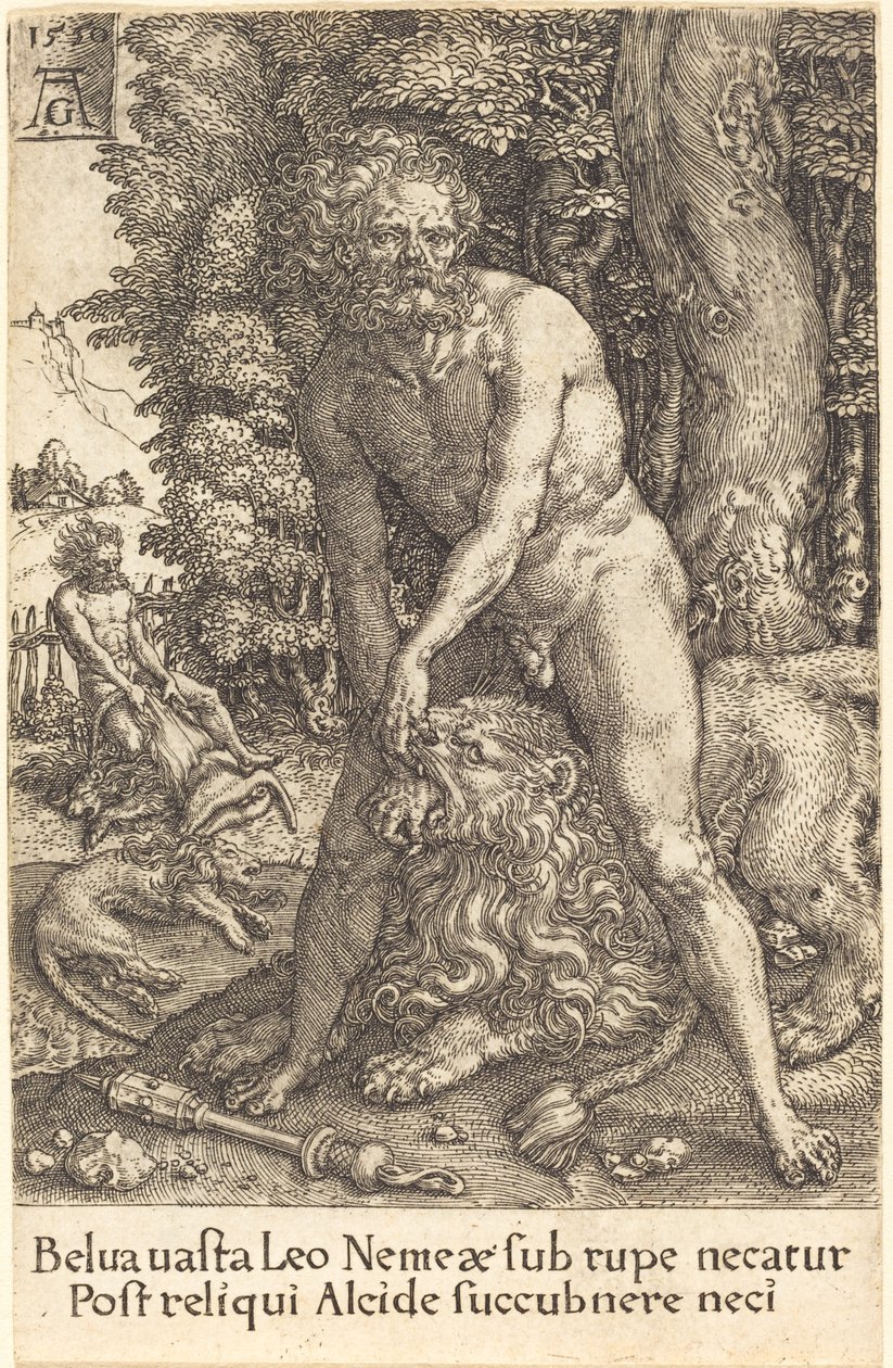 Hercule tuant le lion de Némée - Heinrich Aldegrever