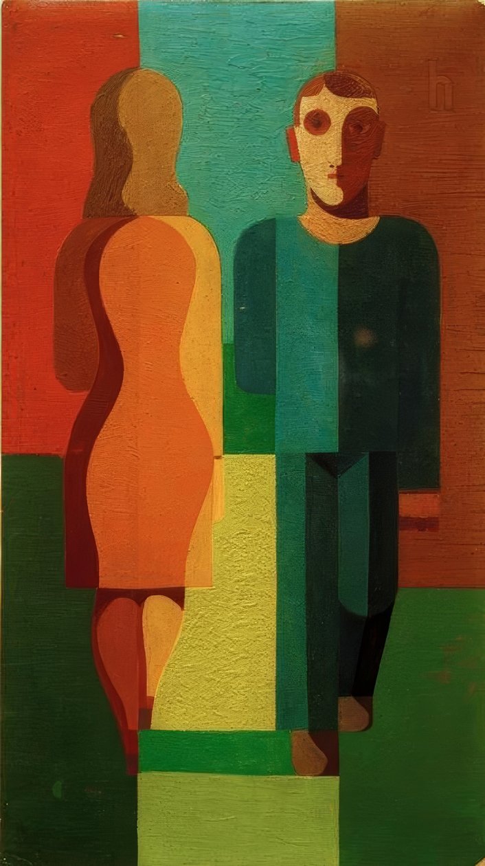 Couple marchant - Heinrich Hoerle