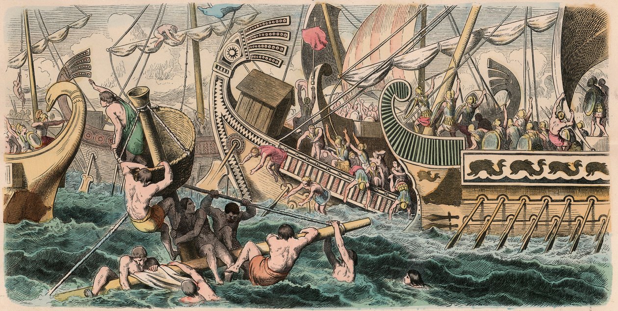 Grèce antique : Bataille navale - Heinrich Leutemann