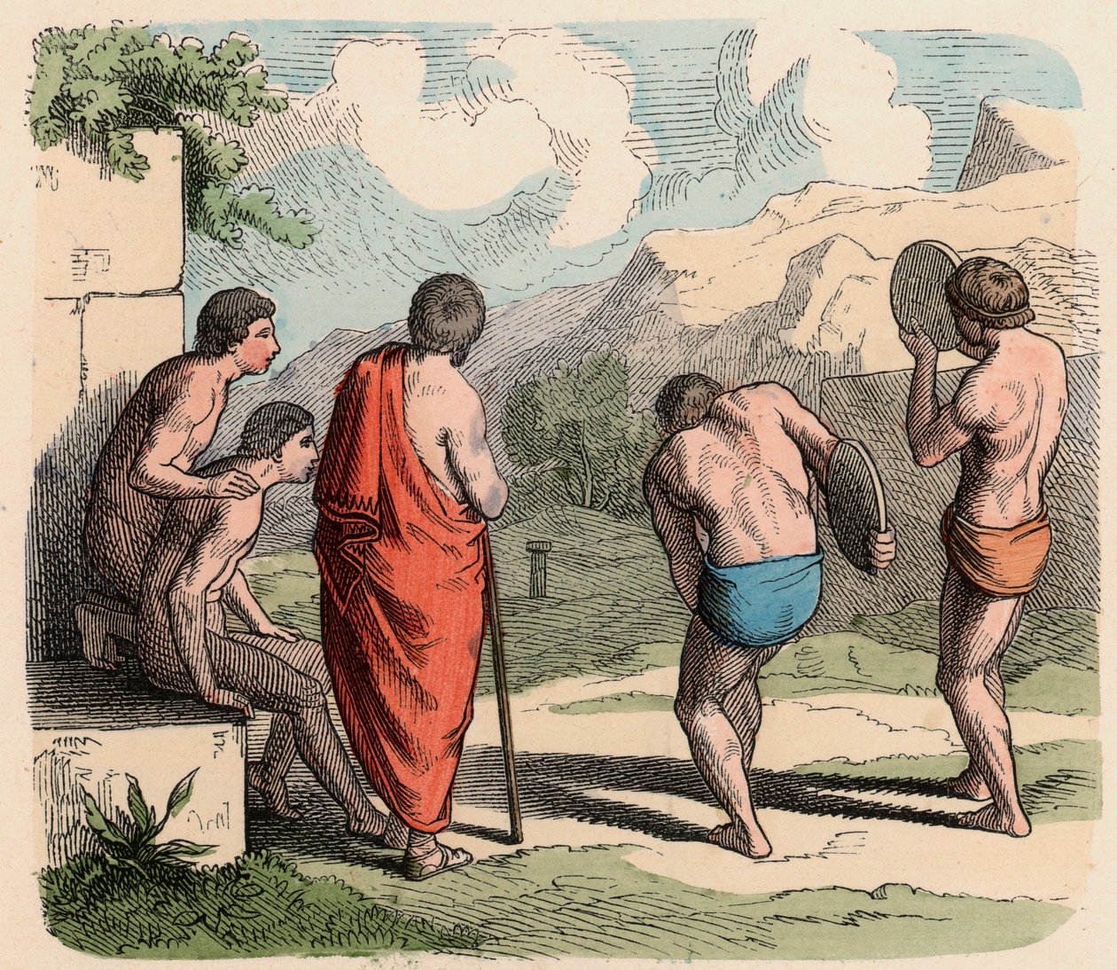 Grèce antique : Sport, lancer de disque - Heinrich Leutemann