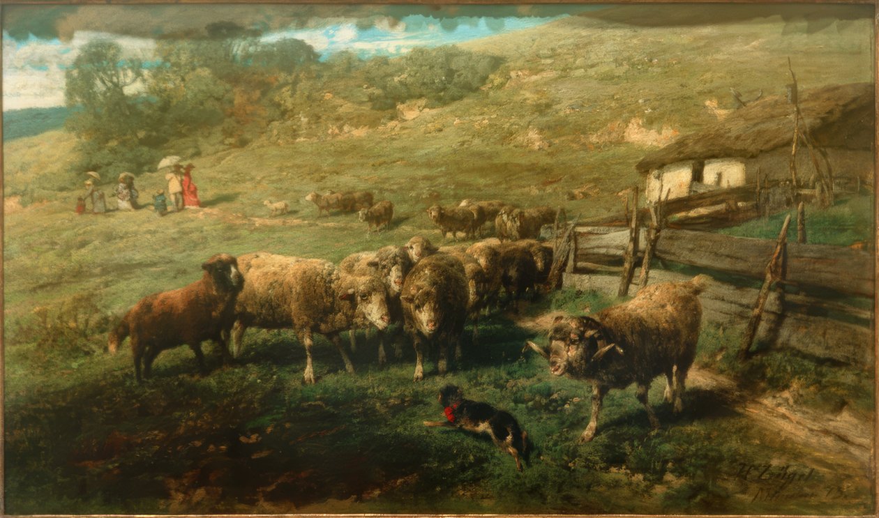Moutons à la barrière - Heinrich von Zügel