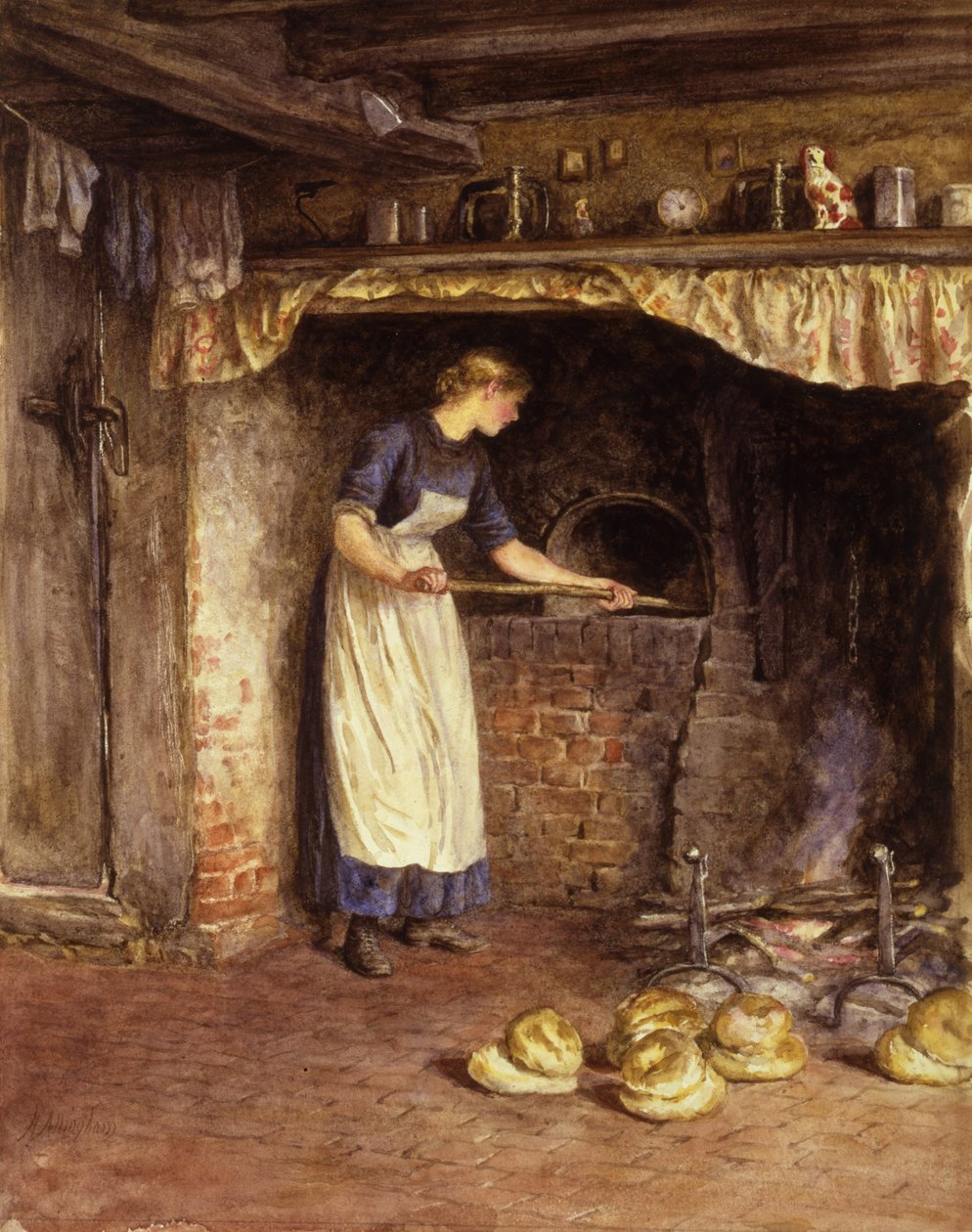 Cuisson du pain, vers 1882 - Helen Allingham