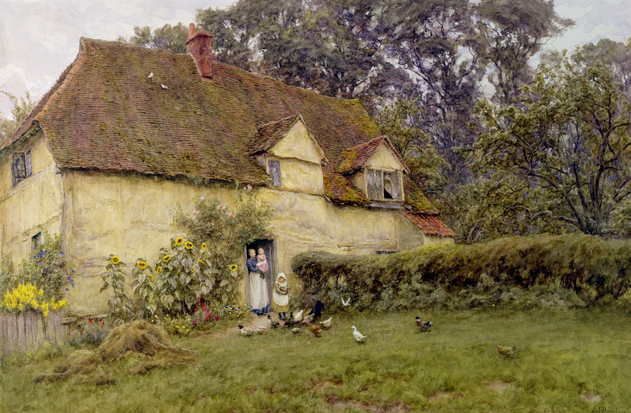 Nourrir les Volatiles - Helen Allingham
