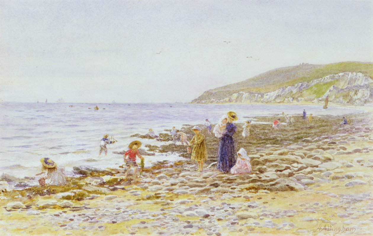Sur la plage - Helen Allingham