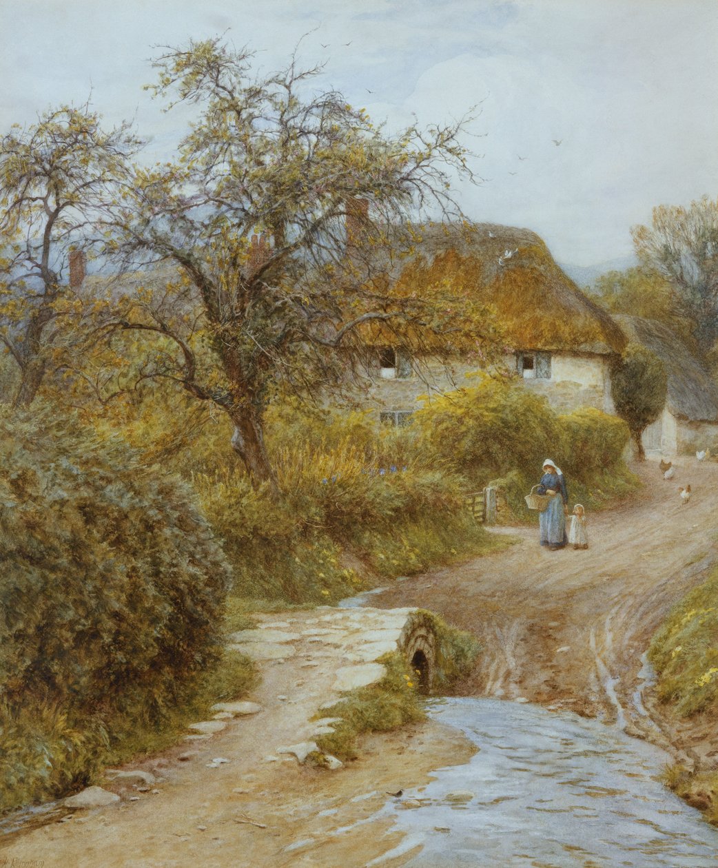 Ferme sur la colline, Symondsbury, Dorset - Helen Allingham