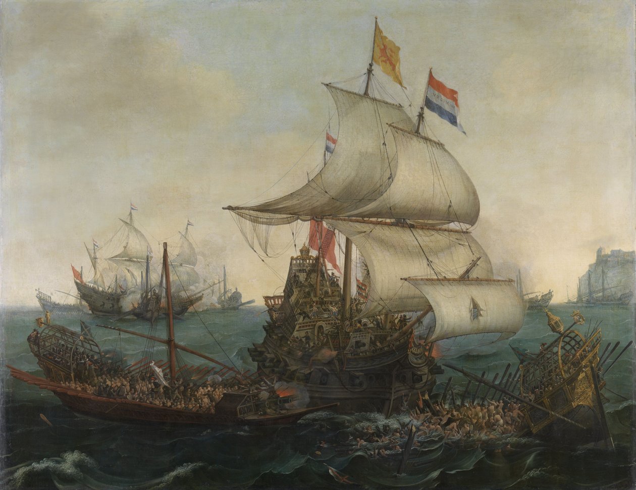 Navires hollandais éperonnant des galères espagnoles au large des côtes anglaises, 3 octobre 1602 - Hendrick Cornelisz. Vroom