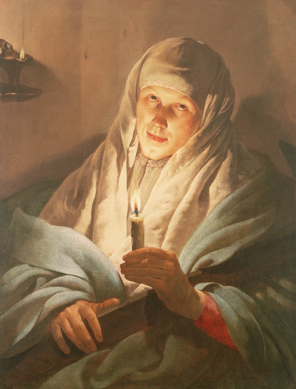 Une femme avec une bougie et une croix - Hendrick ter Brugghen