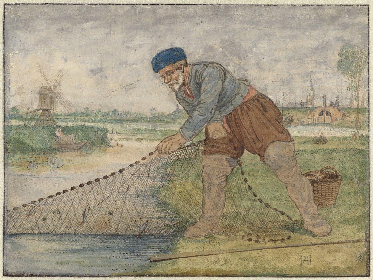 Un pêcheur tirant son filet - Hendrick Avercamp