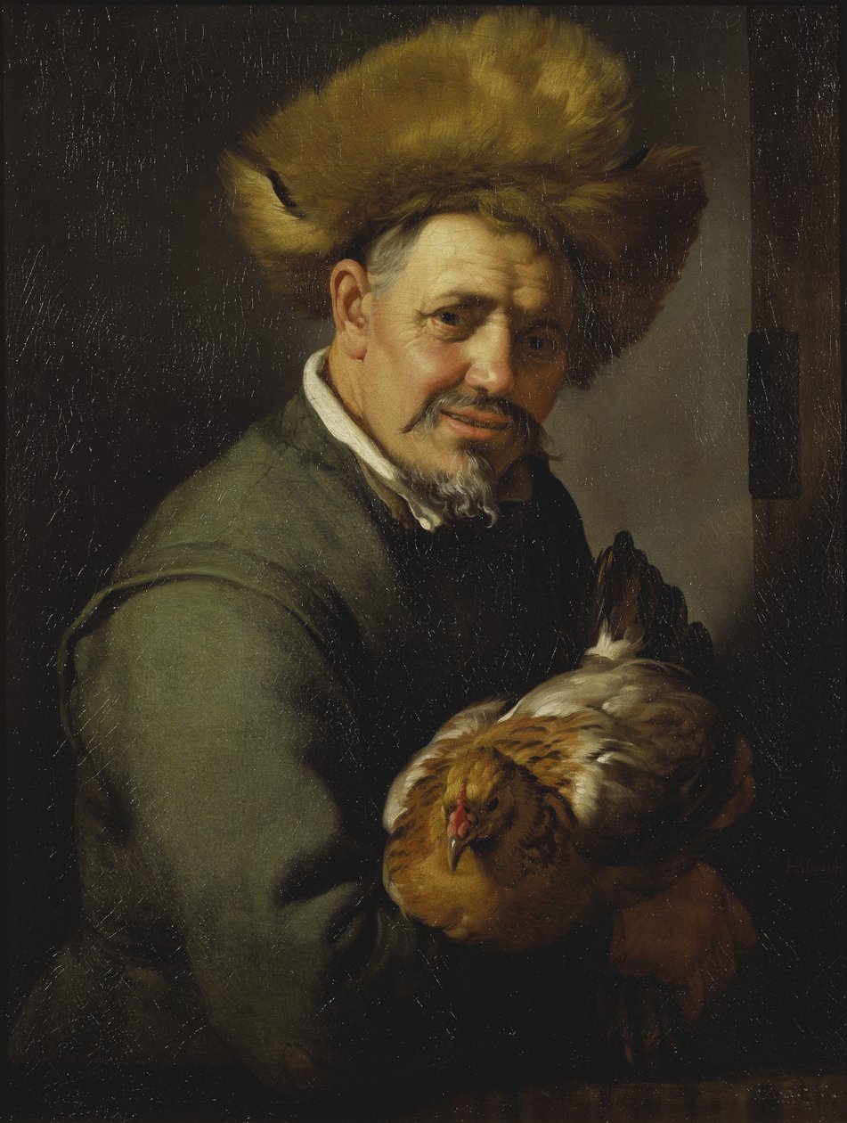 Vieil homme avec une poule - Hendrick Bloemaert