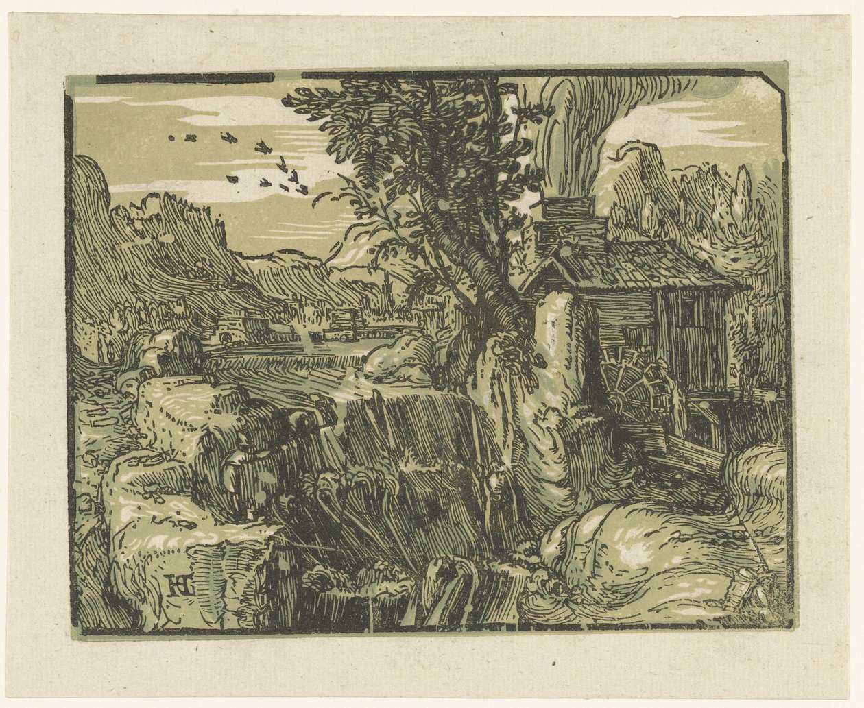 Paysage avec cascade (Quatre petits paysages) - Hendrick Goltzius