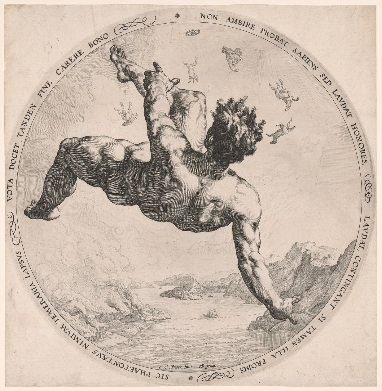 Phaéton, tiré de Les quatre déshonorants - Hendrick Goltzius