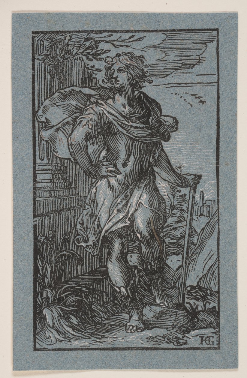 Jeune homme debout avec une canne - Hendrick Goltzius
