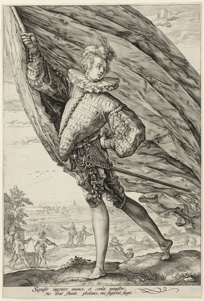 Le porte-étendard, tourné à gauche - Hendrick Goltzius