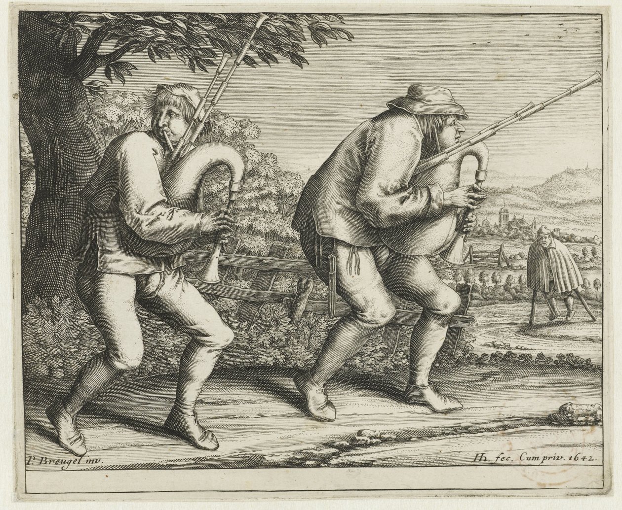 Deux joueurs de cornemuse - Hendrick Hondius (I)
