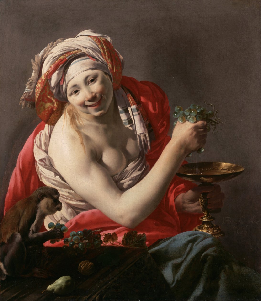 Bacchante avec un singe, 1627 - Hendrick Jansz Terbrugghen
