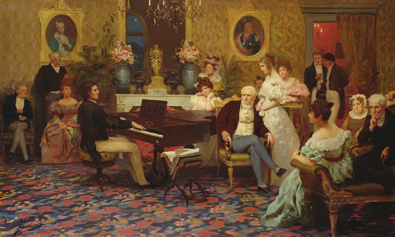 Chopin jouant du piano dans le salon du prince Radziwill, 1887 - Henryk Siemiradzki