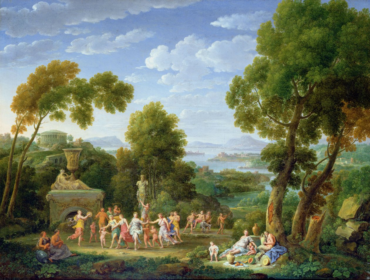 Paysage boisé italianisant avec des nymphes dansant - Hendrik van Lint