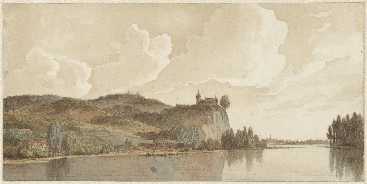 Paysage fluvial avec Chokier sur la Meuse - Hendrik Abraham Klinkhamer