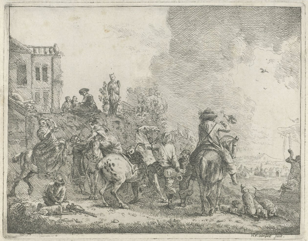 Chasse au faucon - Hendrik Frans van Lint