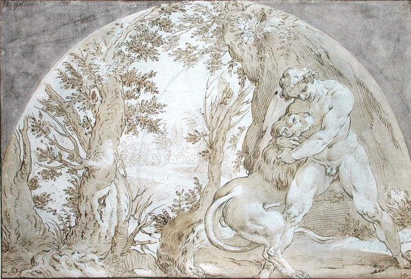Hercule et le Lion de Némée - Hendrik Goltzius
