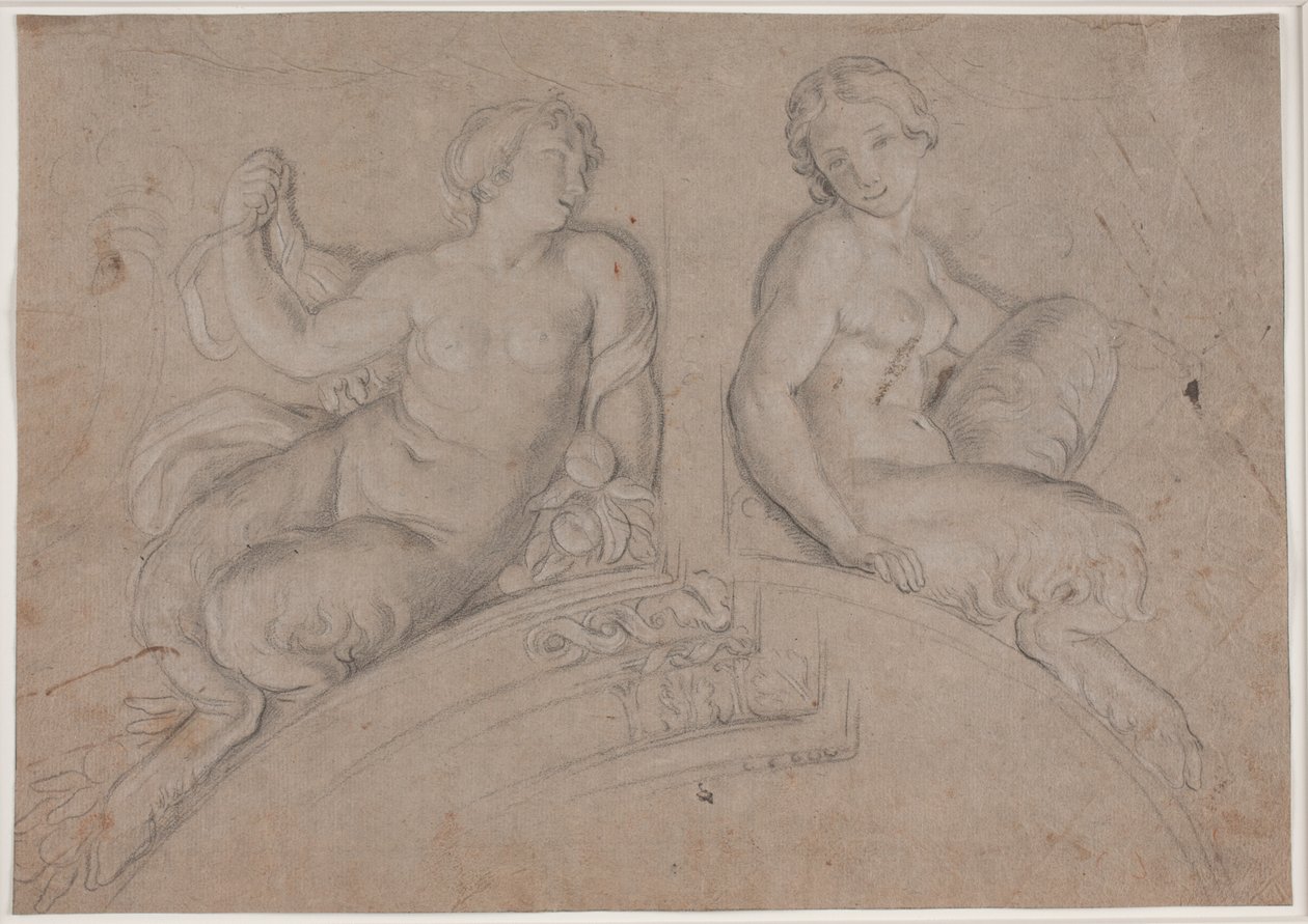 Deux figures de satyres féminins (faunes) sur une arche segmentaire - Hendrik Krock