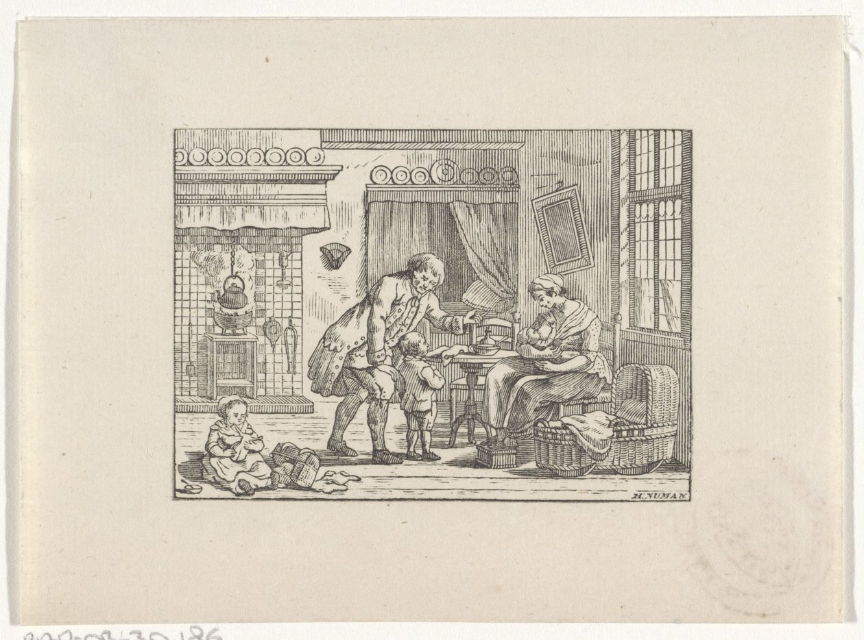 Intérieur avec une famille - Hendrik Numan