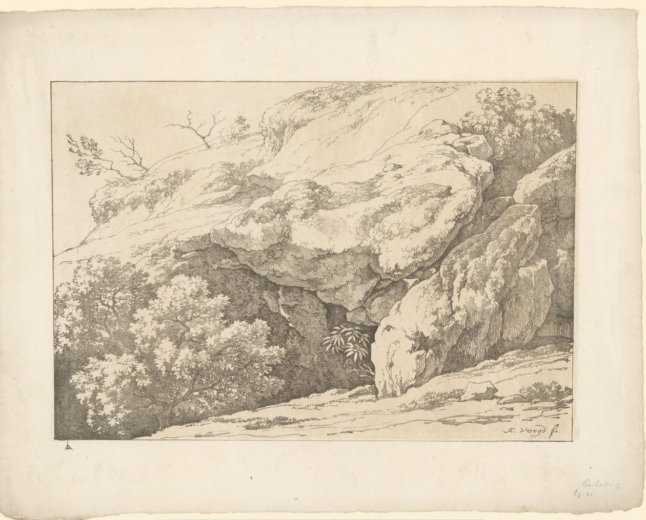 Rochers avec des buissons - Hendrik Voogd
