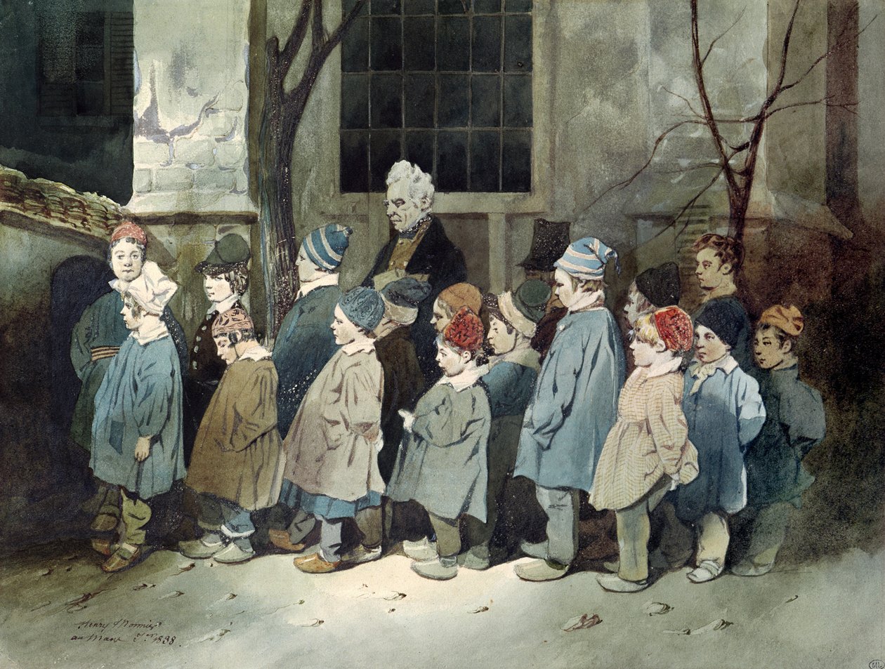 Écoliers dans la cour de récréation - Henri Bonaventure Monnier