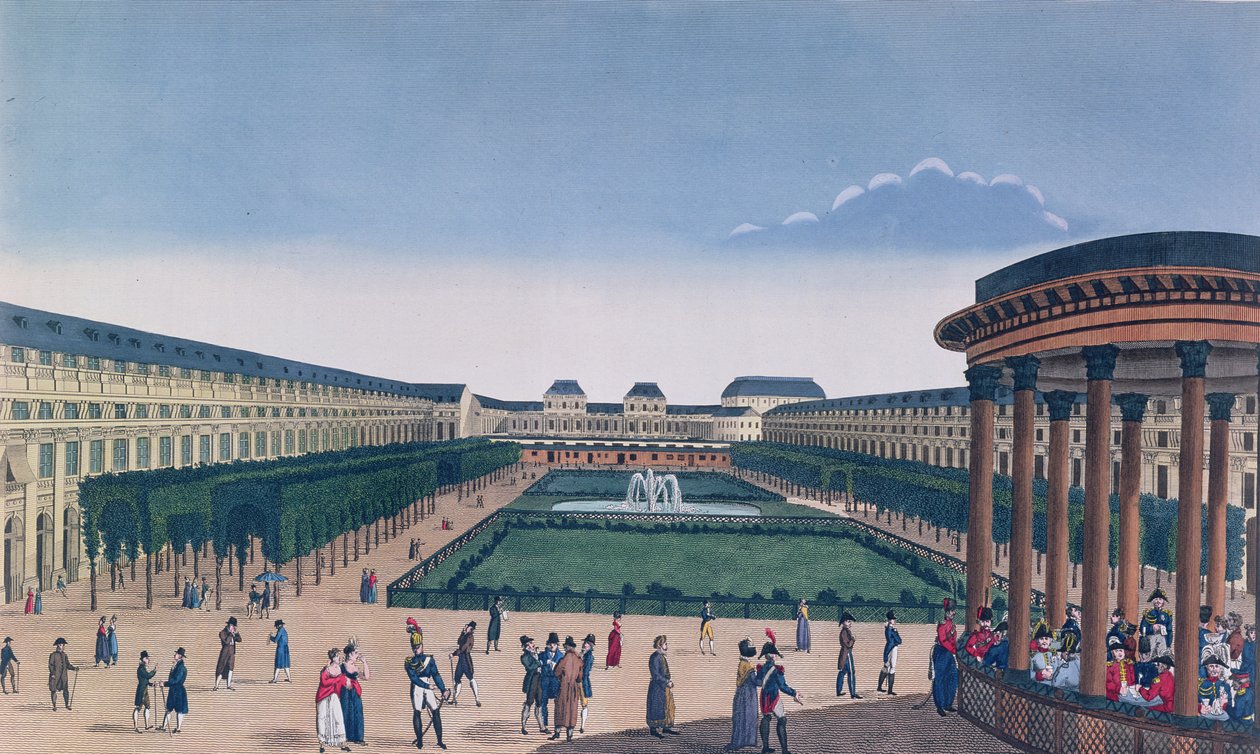 Vue des jardins du Palais Royal, vue de la rotonde, gravée par Eugène Aubert, vers 1820 - Henri Courvoisier Voisin