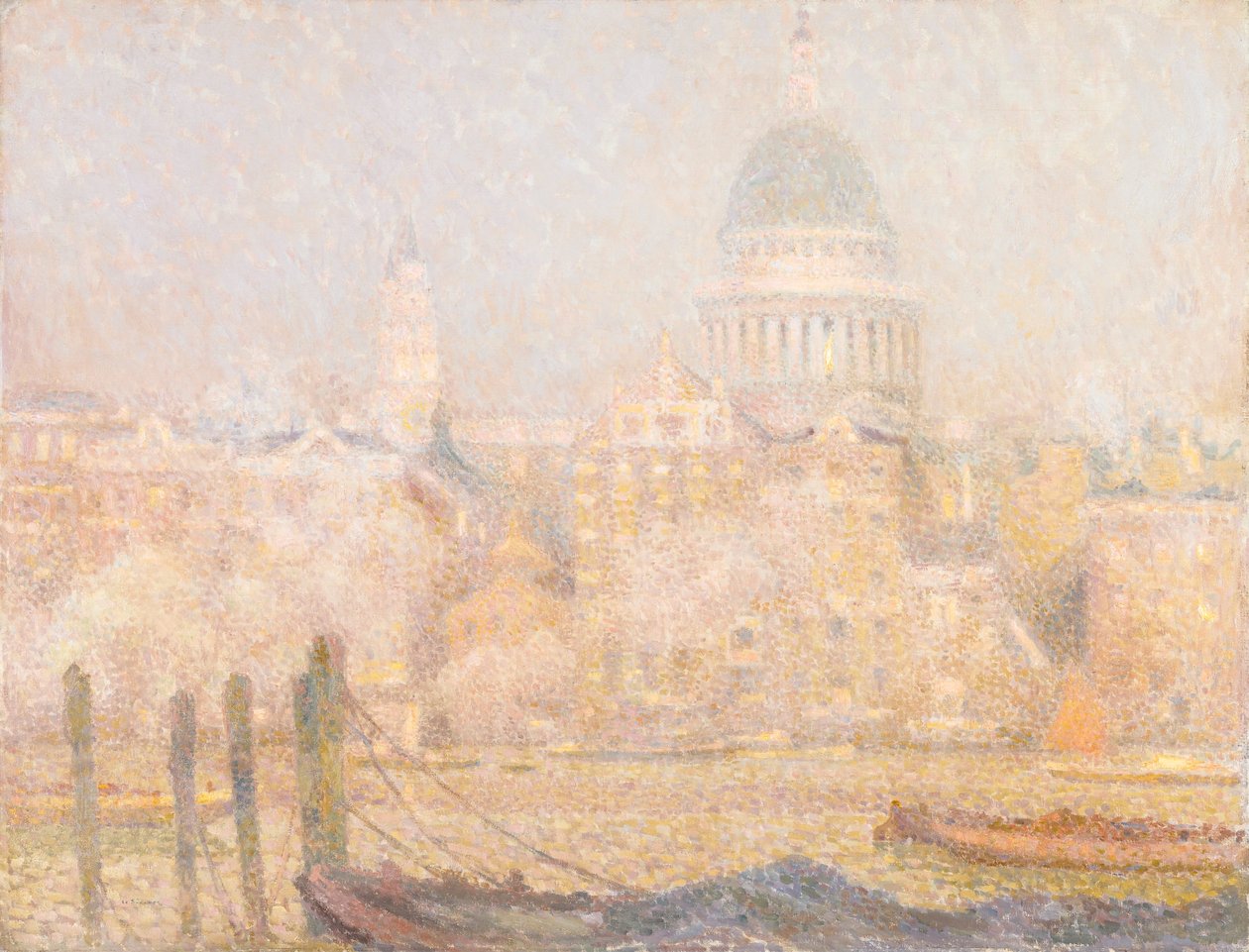 Saint-Paul depuis la rivière - Soleil du matin en hiver - Henri Eugene Augustin Le Sidaner