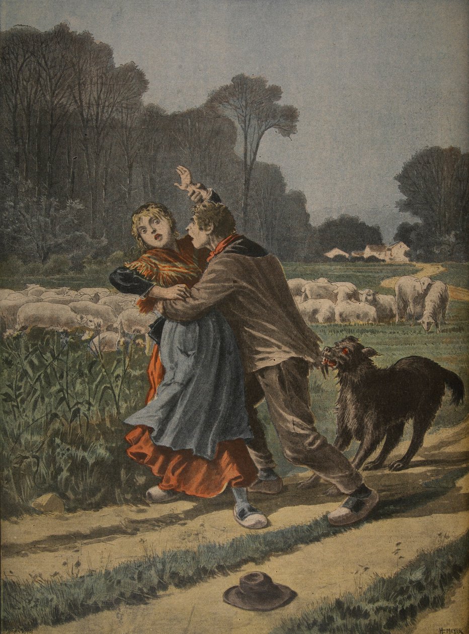 Bergère défendue par son chien, illustration de 