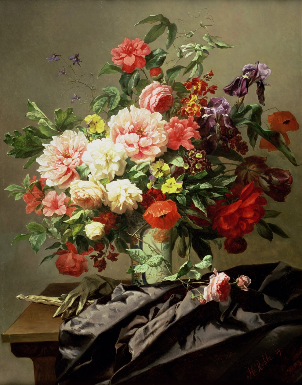 Pivoines, Coquelicots et Roses, 1849 - Henri Robbe