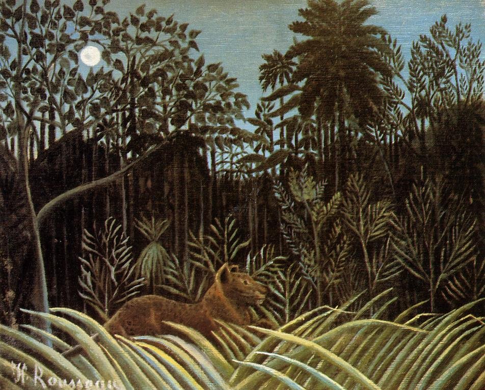 Jungle avec lion - Henri Rousseau